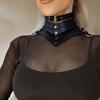 Goth Punk Faux Leather Necklace Adjustable O Ring Bows Tie Necklace Vintage Goth Punk Style Choker for Parties
