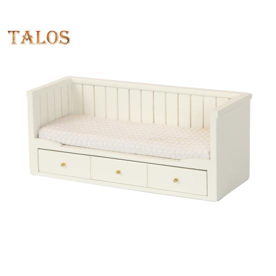 

Миниатюрная односпальная кровать для кукол 1:12 Кукольная мебель для дома ретро деревянная мини односпальная кровать с 3 ящиками модель для декора спальни кукольного дома белый