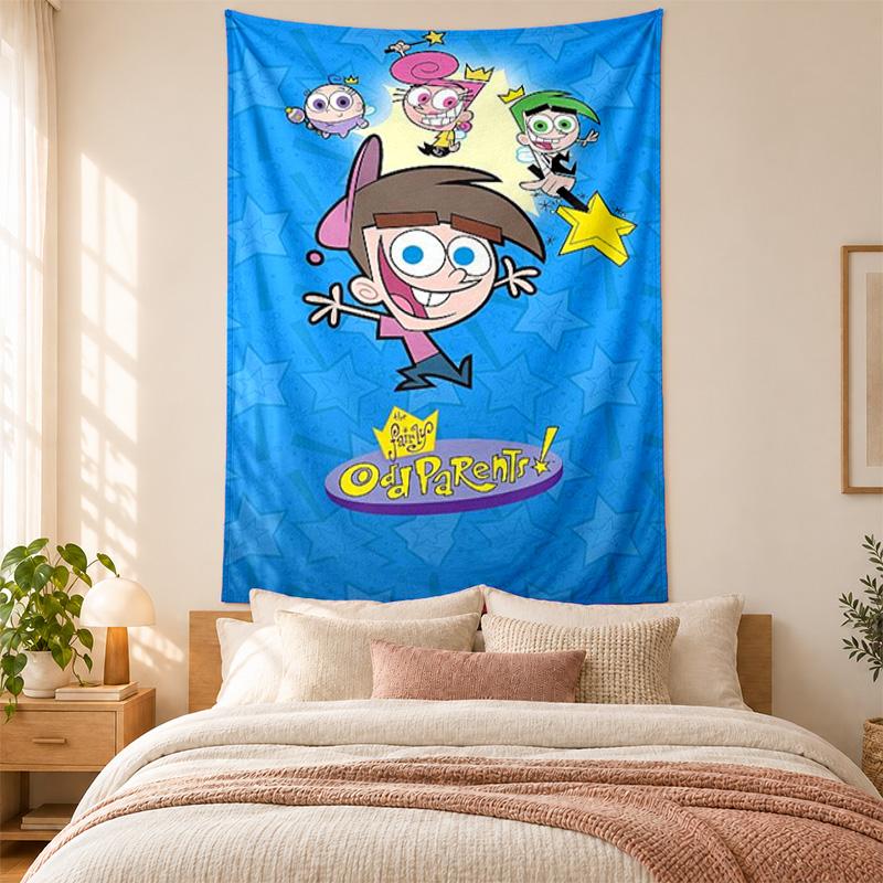Fairly OddParents Wandteppich hohe Qualität zur Dekoration von Wohnzimmer Schlafzimmer Studentenwohnheim Wänden ideal als Schlafzimmer Wandkunst oder Weihnachtsgeschenk