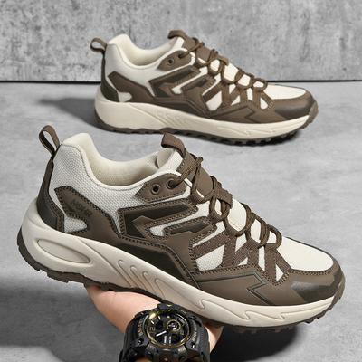 Breathable Mesh Hiking Sneakers Men's Thick-soled Outdoor Trekking Camping Shoes Male Elastic Climbing Shoes Wear-resistant