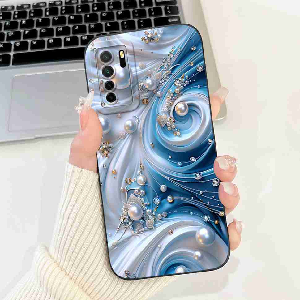 Für Huawei Nova 7 SE CDY-AN00 Weiches Silikon Modeblumen Hülle Für Huawei Nova7 SE Nova 7se 6.5" Niedliche Cartoon Stoßstange Schale