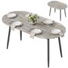 Extendable Oval Dining Table for 4-6 People, Expandable Modern Kitchen Table with Metal Frame, Gray