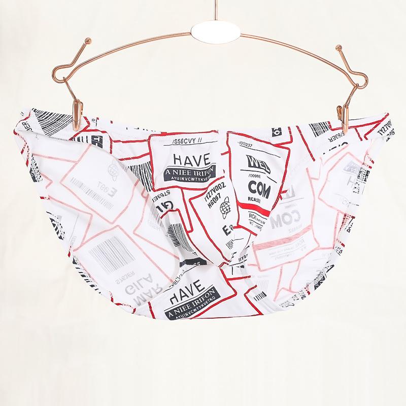 Men's Cotton Underwear Triangle Printed Low Waist Youth Sexy Thin Breathable Sports Shorts