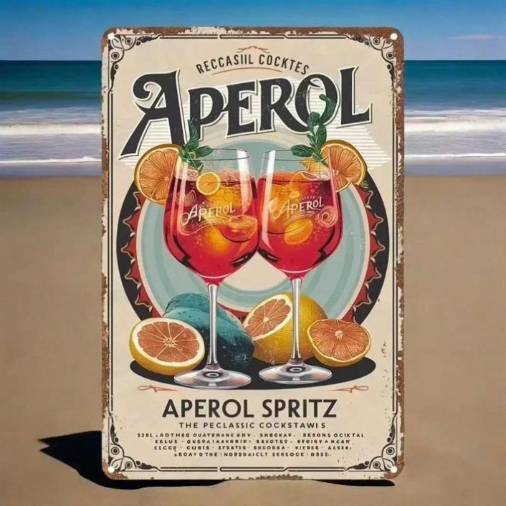 Vintage Aperol Cocktail Metal Sign for Wall Bar Cafe Decor Waterproof