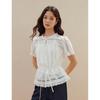 INMAN French Lace Tie-Waist Short Sleeve Shirt
