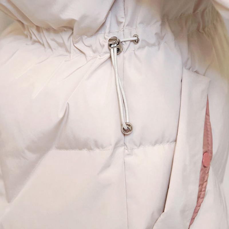 Damen Wintermantel aus Baumwolle mit großem Pelzkragen, über dem Knie, langer Parka, der warme Mantel, winddichte, verdickte Outdoor-Daunenjacke