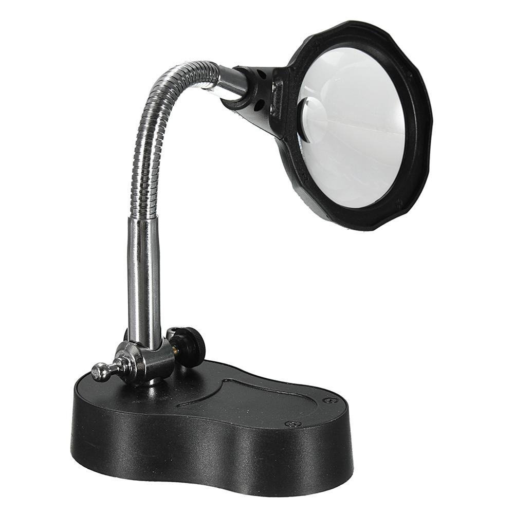 Soldering Iron Stand, LED Magnifying Glass with Light on Stand Clamp Arm for Jewelry Repairs Crafts Black
