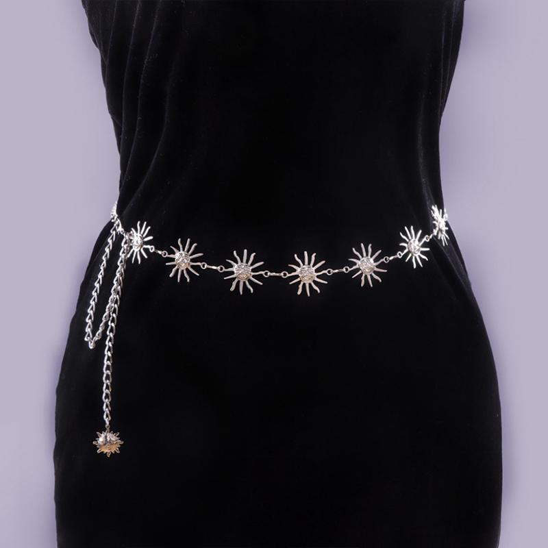 Vintage Smiling Sun Adjustable Belt Metal Belly Waist Chain For Women Girls Hip Hop Dress Skirt Waistband Body Chain Gifts