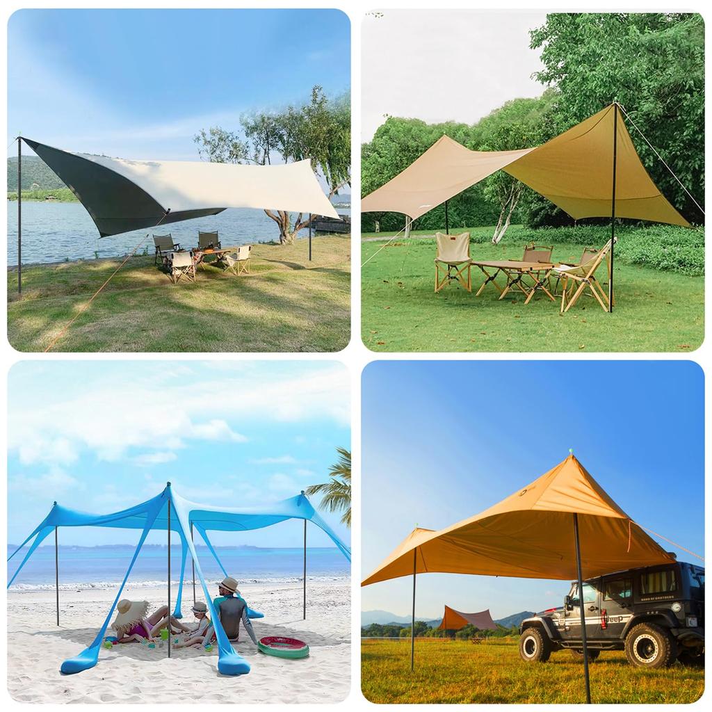 KOMCLUB Tent Tarp Storage MAX Diameter height push button easy to storage bag tent pole for camping set of 4 Pole, Pole, 40cm, 240cm, 24mm, 25-level