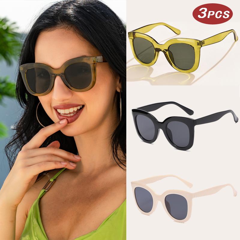 Car Sun Glasses 3pcs Fashion Cat Eye Sunglasses Women Luxury Brand Vintage Glasses Female Eyeglasses Female Gafas De Sol UV400