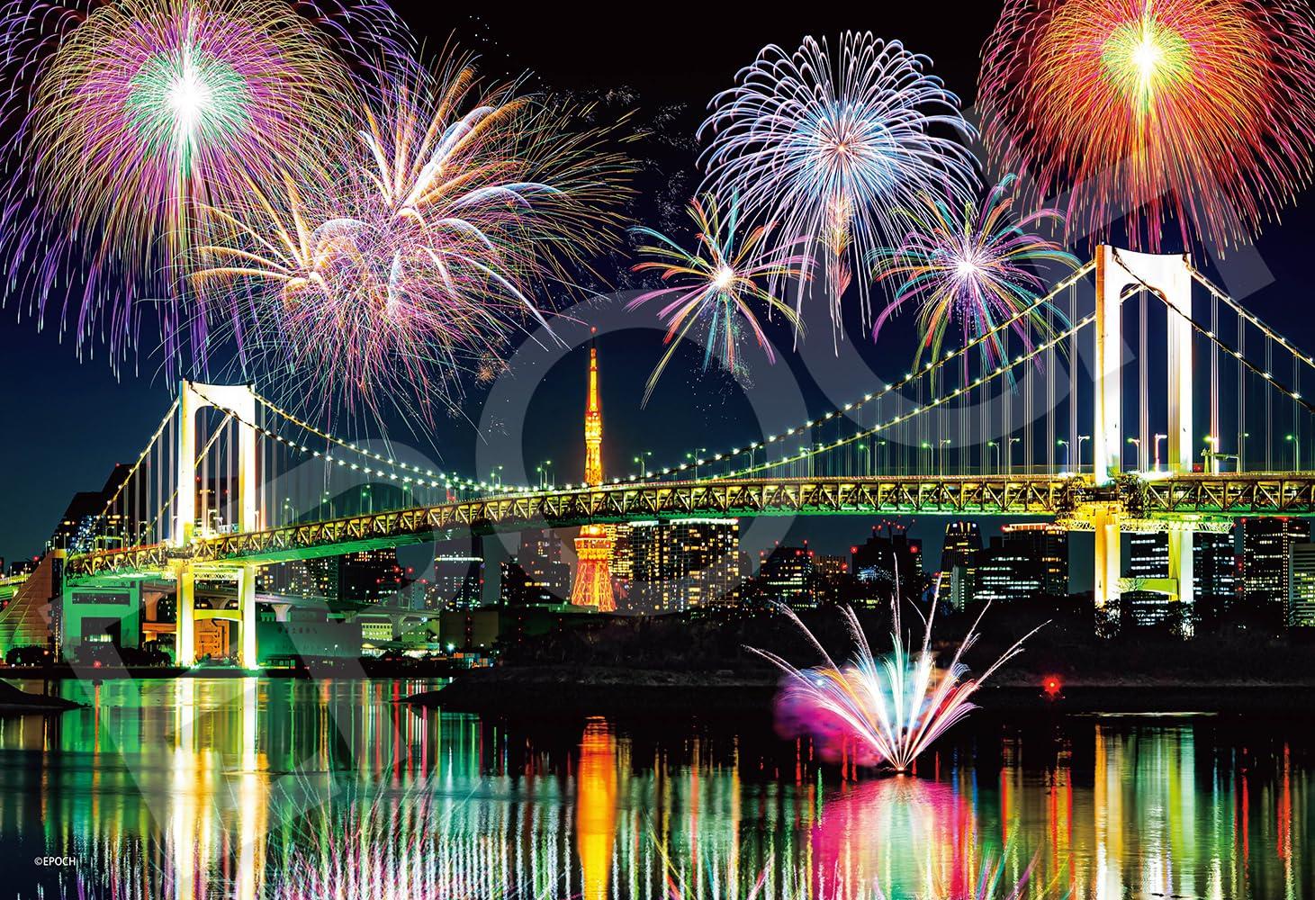 

EPOCH Jigsaw Japanese Odaiba Fantasy Fireworks Tokyo x 38 Includes and Score Ticket 300-Piece Puzzle Landscape - (26 cm) 28-048s, Glue, Spatula,