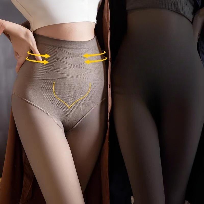 Women's Autumn Warm Thick Outer Wear Transparent Skin Bare Leg Pantyhose High Waist Large Size Tights Basic Style