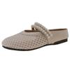 Woven fishing net shoes bag head half slippers women's summer wear new one-pedal thick-soled Mary Jane sandals