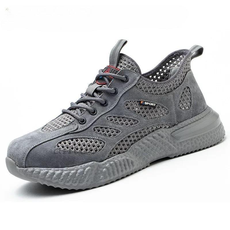 Men's Safety Shoes Summer New Breathable Hollow Mesh Shoes Building Site Men's Non-slip Soft Bottom Sports Shoes Casual Sneakers