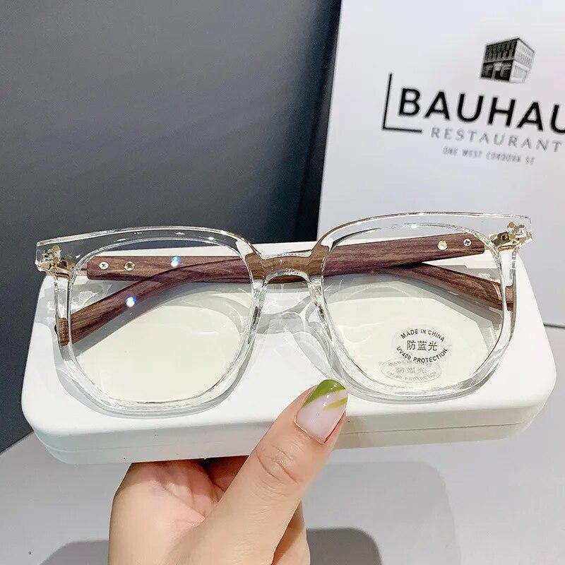Fashion Wood Grain Anti-blue Light Reading Glasses Retro Large Frame Presbyopia Eyeglasses For Women Men Diopter 0 +1.0 To +4.0
