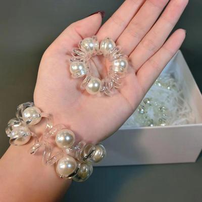 Elastico per Capelli con Perle: Anello per Capelli Elastico e Braccialetto a Doppio Uso