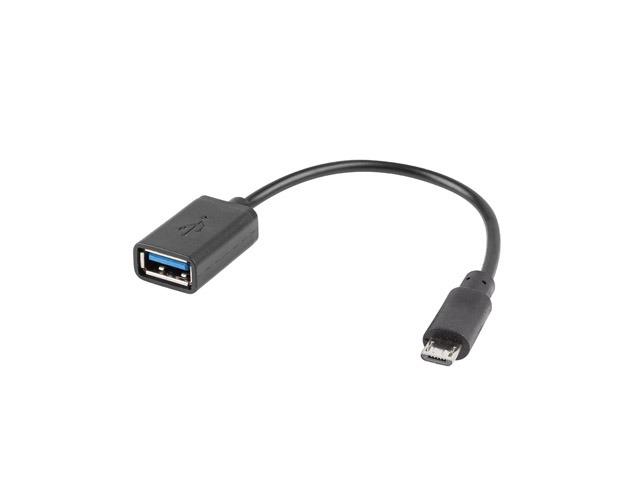 Kabel USB 2.0 Lanberg Micro USB(M) - USB-A(F) 0,15m OTG Czarny