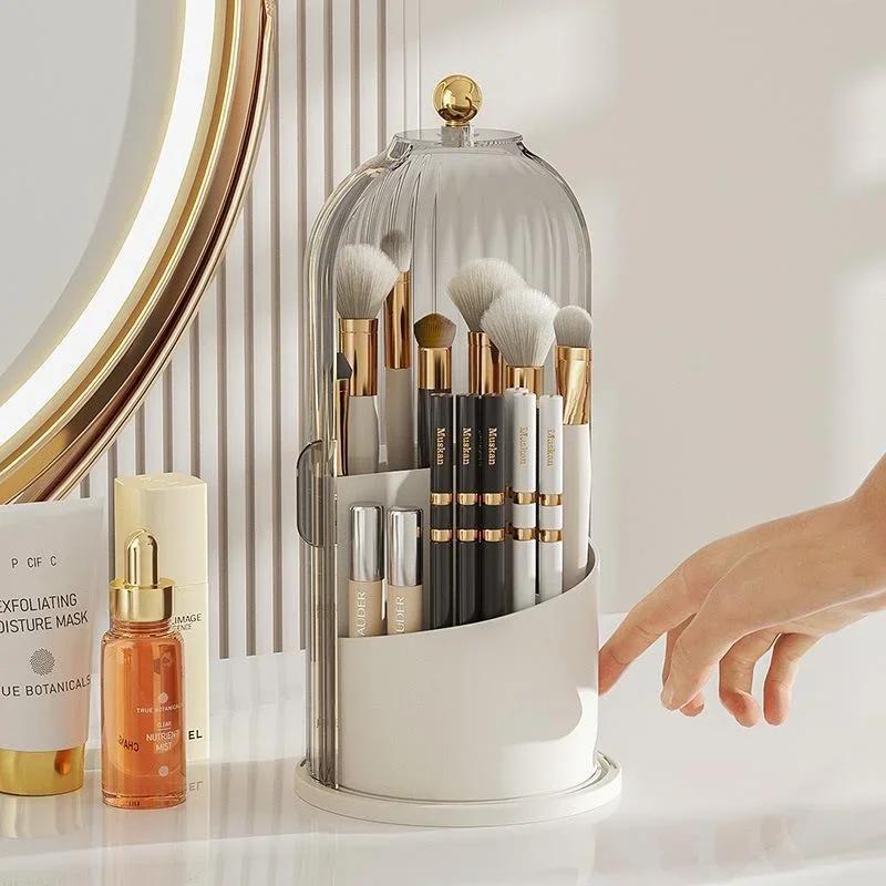 Rotating Makeup Brush Holder Desktop Makeup Storage Box Lipstick Eyebrow Pencil Holder Jewelry Container Organizer Cosmetic