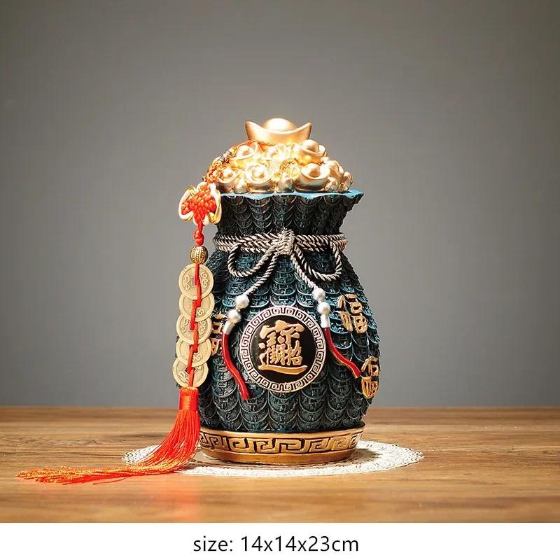 Creative Large Capacity Piggy Bank Ornament Home Living Room Resin Money Bag Decoration Housewarming Opening Fortune Gifts
