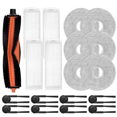 Replacement Main Roller Brush, Side Brushes, Filter & Mop Cloths For Xiaomi Robot Vacuum S40 Pro / OV71GL - 1 Set