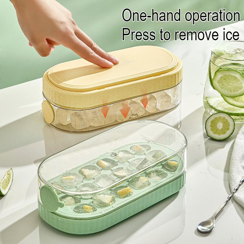 18 Grid Water Injection Ice Cube Mould Portable Grade Silicone Press Type Ice Cube Tray Frozen Hockey Artifact DIY Ice Maker