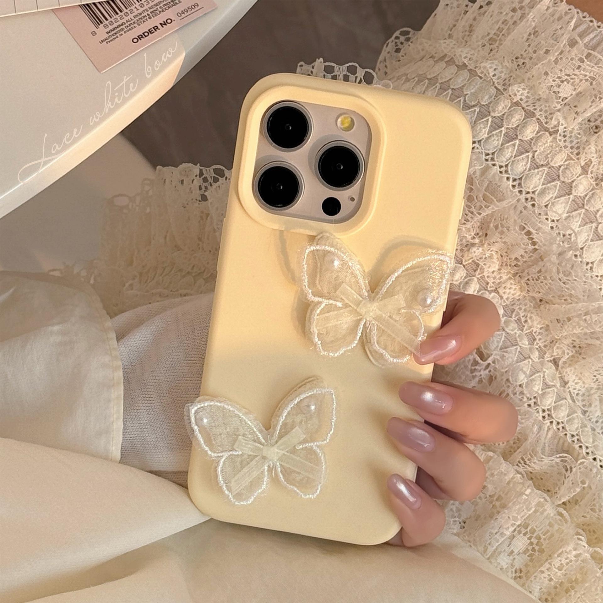 

Three dimensional Lace Bow Mobile Phone Case 17 Apple 16 Gentle IPhone 15 Promax Suitable for 13 Korean 11 Soft 12pro max(6.7)