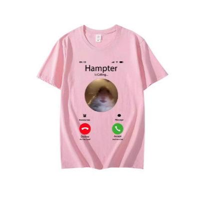 Dank Meme Hamster Staring Front-facing Camera Hamp Calling T-Shirt Fashion Short Sleeve T-Shirt Oversized Street