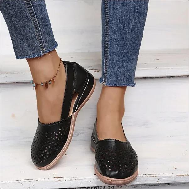 Fashion Summer fashion Women's Sandals Handmade Ladies Shoes Leather Breathable Sandals Women Flats Retro Style Support Slipper