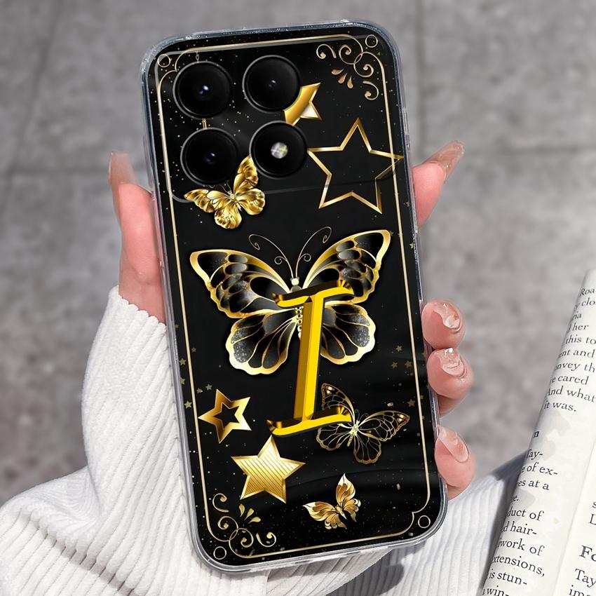 Casing For Redmi K70 K80 K60 K50 K40 K30 K20 Pro K70e K60e K90 Pro Max Phone Case Premium Letters Pattern Transparent TPU Back Cover For Redmi Housing
