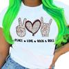 Women's Round Neck White Short-sleeved T-shirt Fashion Printed Valentine's Day Base Shirt Aesthetic Clothes Summer Polyester