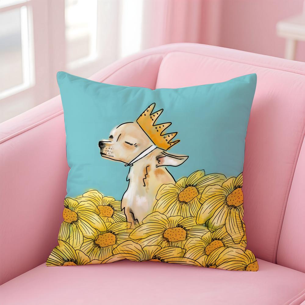 NICE CUTE Chihuahua dog Cushion Cover Pillow Case Soft Friendly Fabric  Concealed Zipper