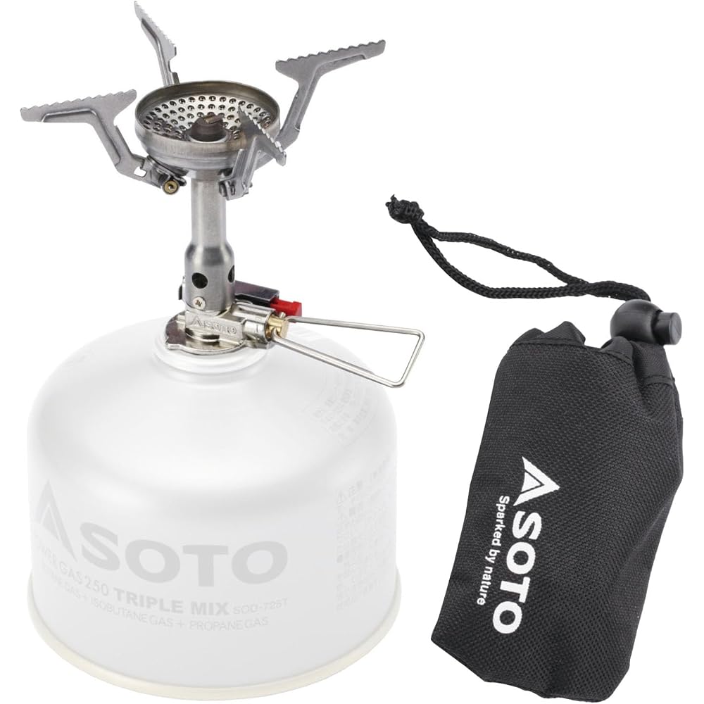 SOTO Single Burner Compact Stove with Storage Pouch for Solo Camping and Mountaineering SOD-320