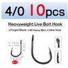10PCS/Bag 4X Strong Live Bait Hook 3/0 - 11/0 Heavy Duty Saltwater Single Jig Fishhook for Deep Sea Boat Fishing