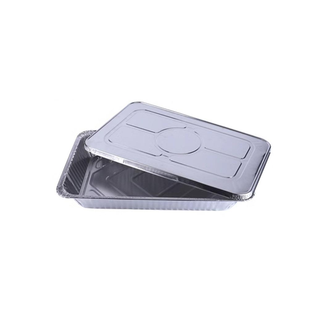 10 Thickened Tin Paper Boxes With Lids, Large Capacity Aluminum Foil Lunch Boxes, Disposable Tin Trays