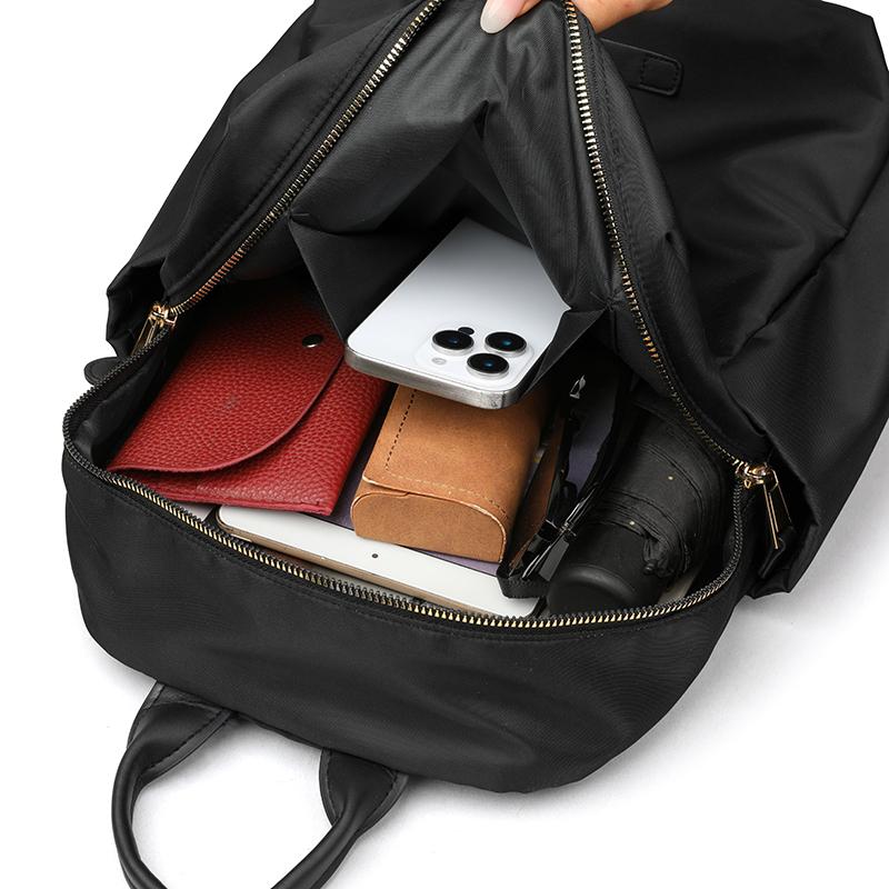 Casual Nylon Backpack Purse with Multiple Front Zipper Pockets Top Handle Everyday Daypack for Women