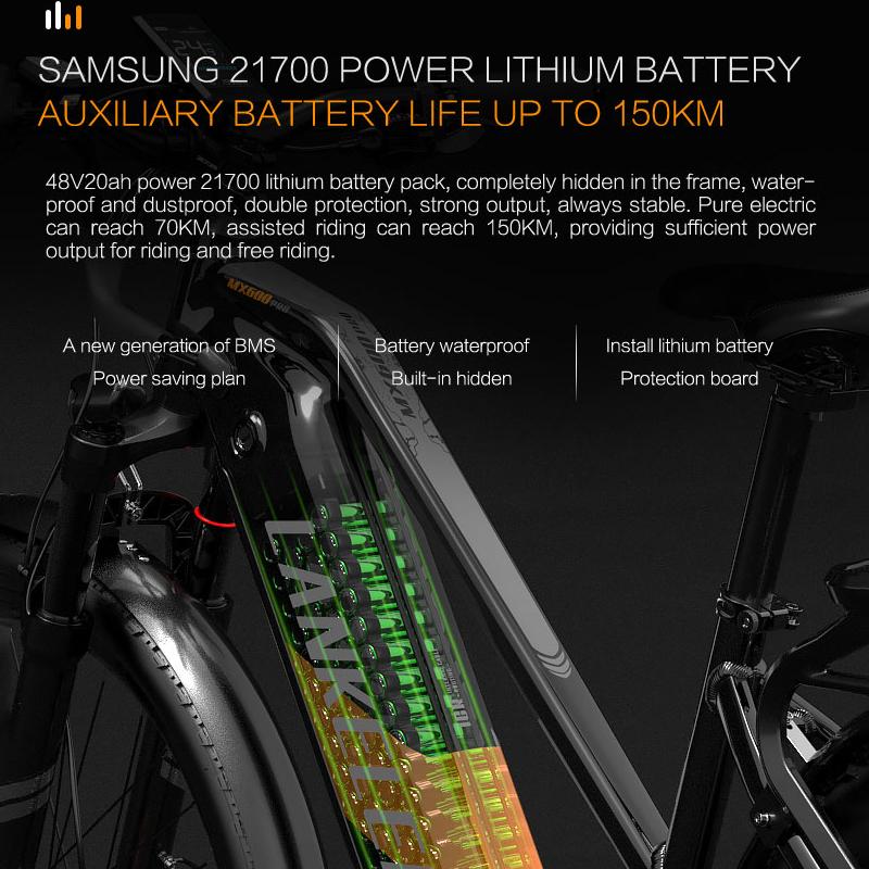 Lankeleisi MX600PRO 1000W Adult Electric Bike 48V 20Ah 27.5-inch 20Ah Electric Touring Bike City E-bike