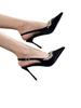 French Suede Rhinestone Edged Black Sexy Temperament Shallow Mouth Pointed High Heels Women's 2025 New Beautiful Sandals