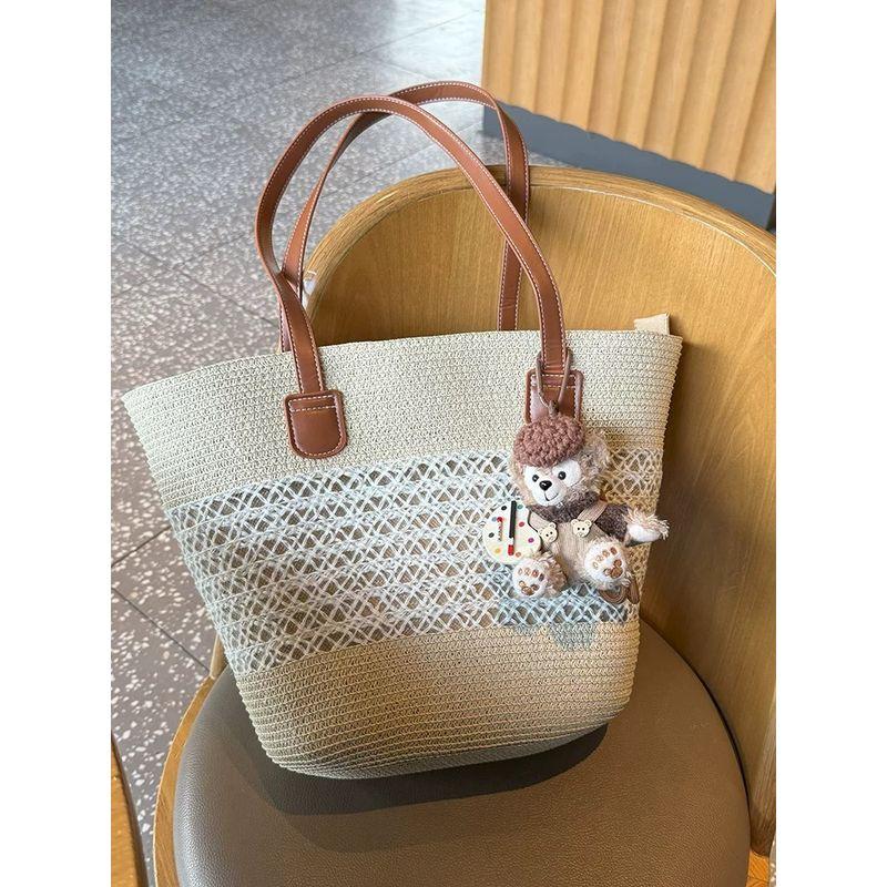 

Seaside Vacation Style Hand-Woven Bag Women 2025 New Arrival Summer Fashion Straw Bag Easiest for Match One Shoulder Underarm Bag Beige White