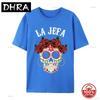 La Jefa Sugar Skull Apparel Mexican Dia De Los Muertos Dead Tops Tees Loose Gift Combed Soft Cotton Oneck Unisex Hip Hop Tshirt