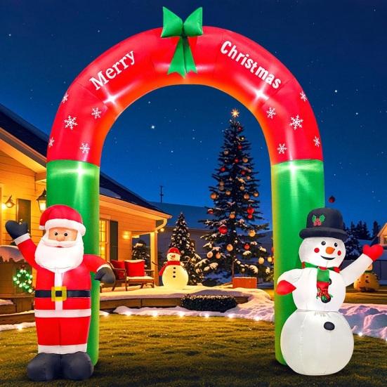 Inflatable Christmas Snowman Outdoor Decoration with LED Light Large Blow Up Snowman with Black Hat for Outside Yard Garden Lawn Party Decor
