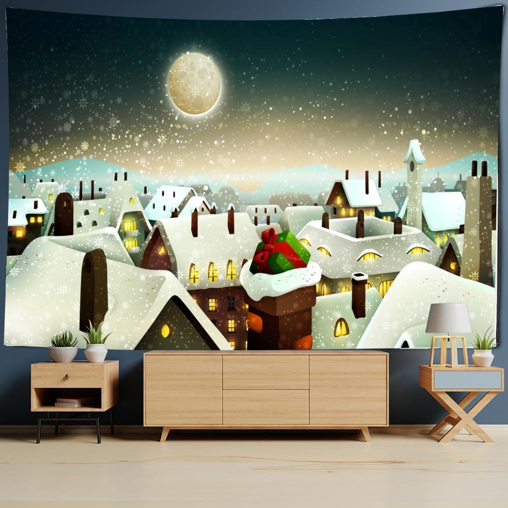 Kryształowa Gobelina Choinkowa Seria Scen Śnieżnych Wisząca na Ścianie Styl Romantyczny Czarownictwo Wystrój Domu Pokoju