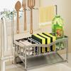 Kitchen Sink Caddy Stainless Steel Sponge And Brush Holder with Adjustable Divider Auto Drain Tray Countertop Organizer for Utensils Dish Soap Bottle