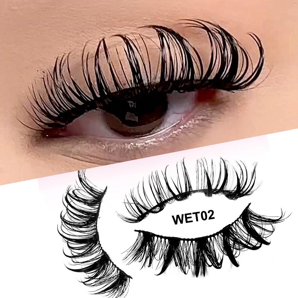 New Wet Spikey Lashes Makeup D Curl Russian Strip Fake Eyelashes Cosplay Natural Full Strip Lashes Supplies