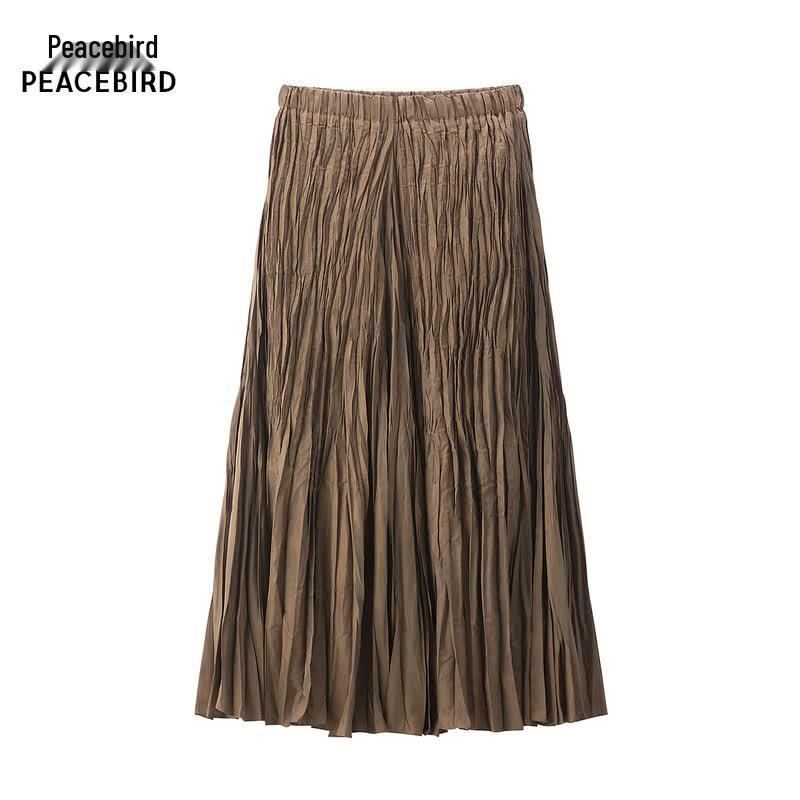 Peacebird Irregular Pleated Maxi Skirt A1GFE3217 M