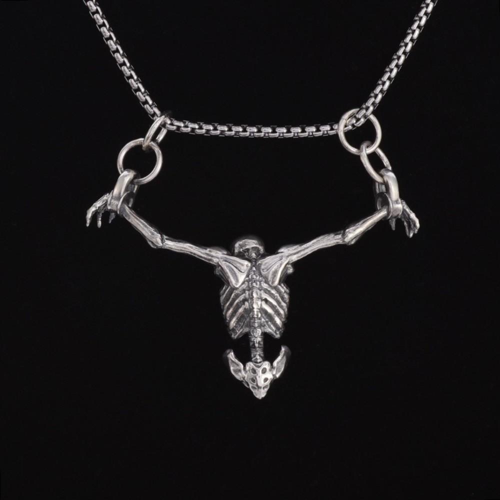 Gothic Men Necklace Zinc Zinc Alloy Clavicle Chain Simple Skull Head Pendent  Halloween