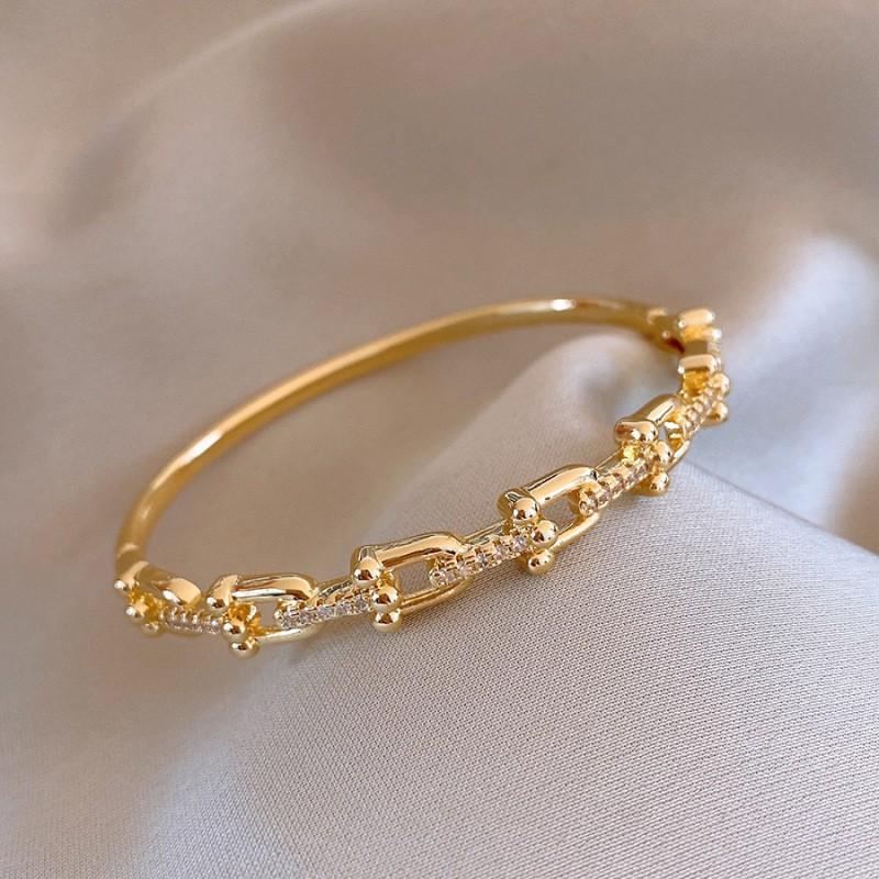 Super Flash Zircon Round Heart-shaped Flower Multi-layer Open Bracelet Exquisite and Beautiful Bracelet Light Luxury Jewelry Women