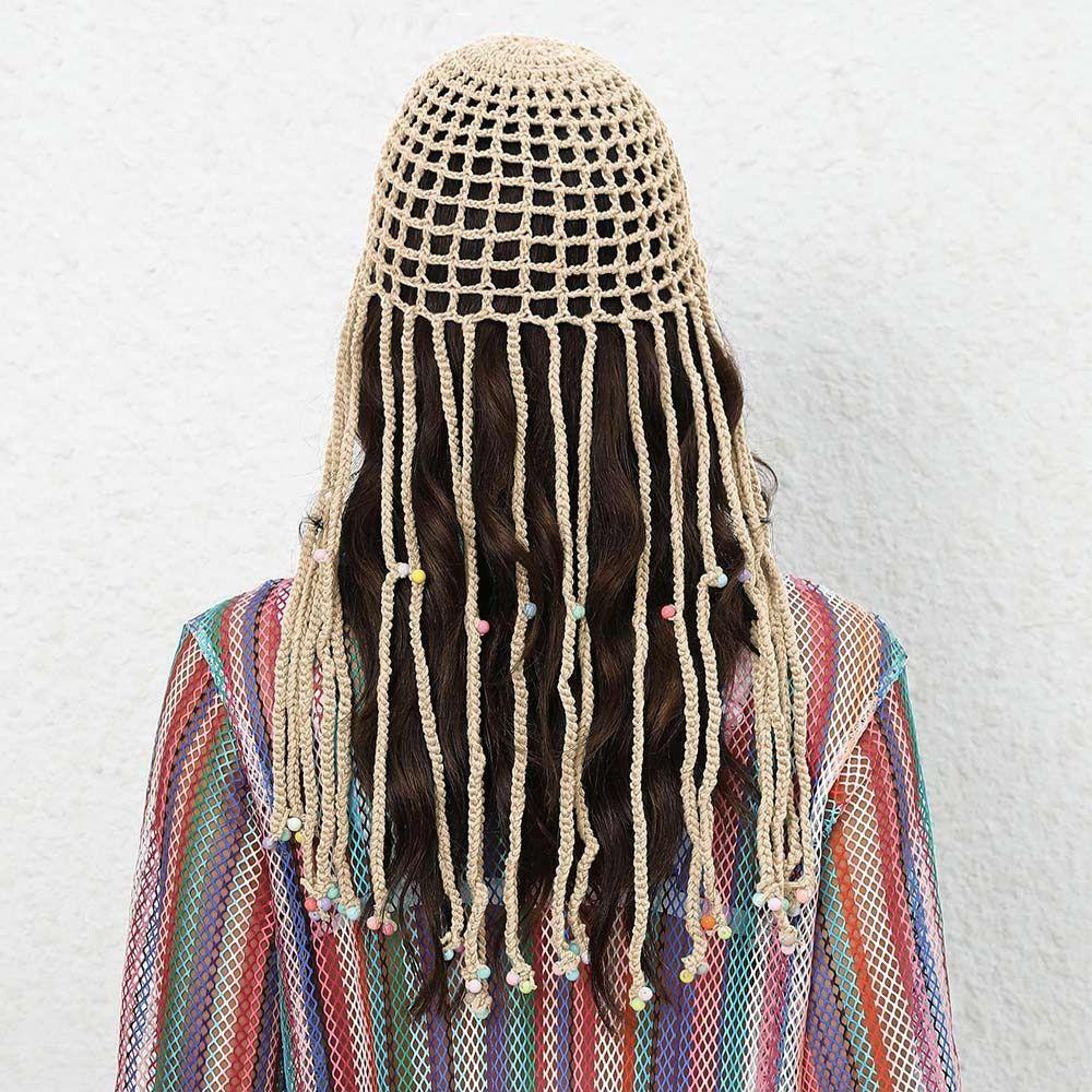 Y2k Knitted Hat Handmade Skullies Hat Breathable Beret Cap  for Women