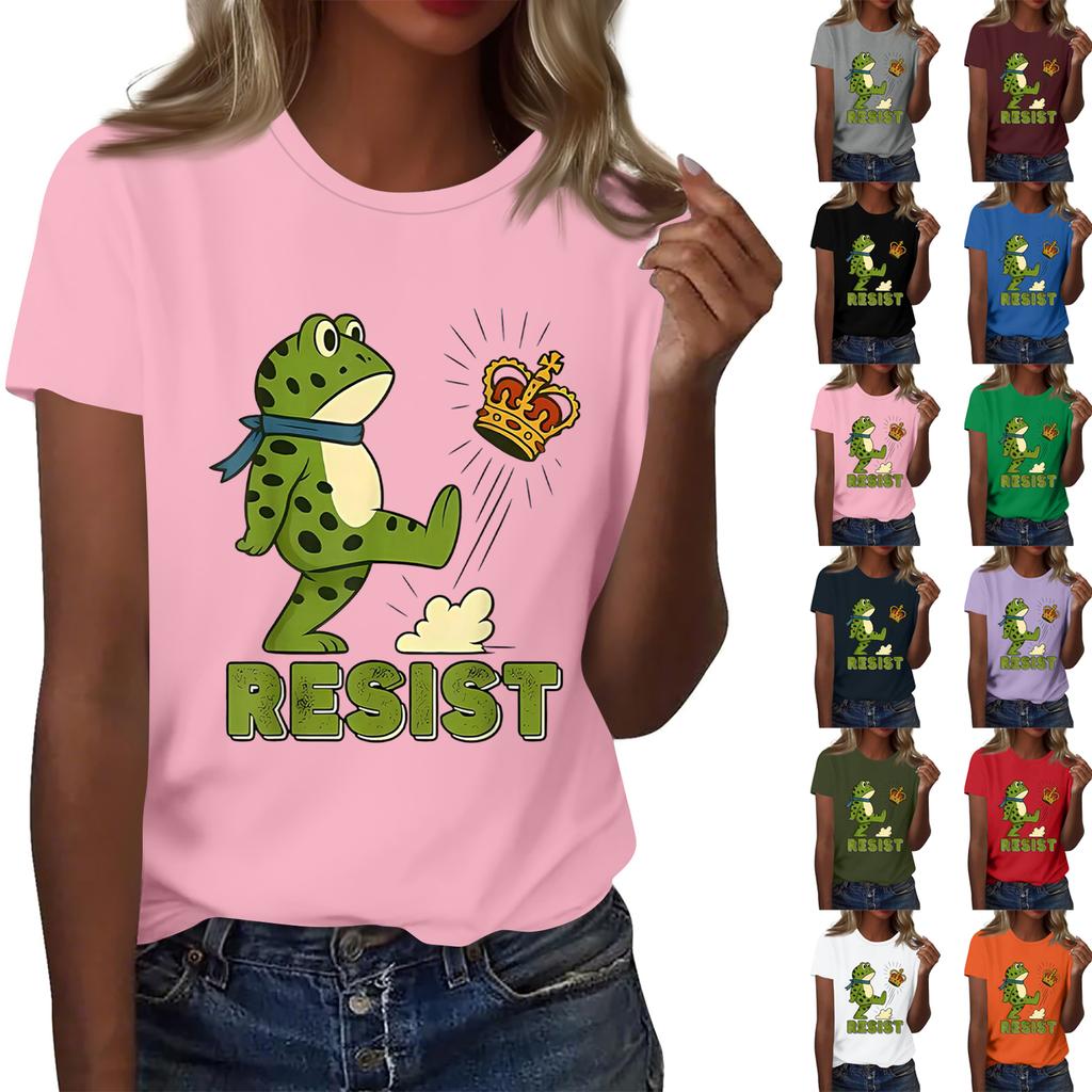 Women's Printed Round Neck Short Sleeve Top