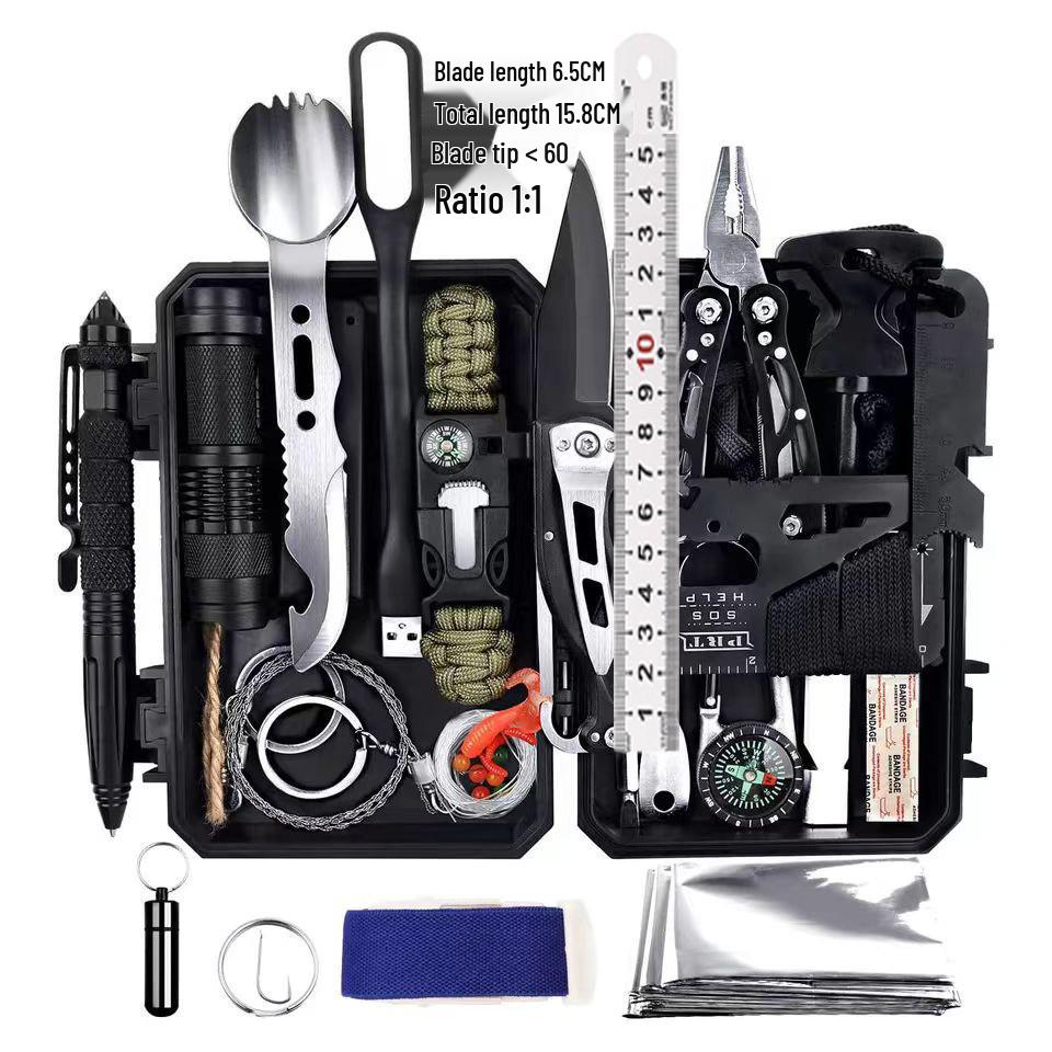 60-in-1 Outdoor Survival Gear Set: Multi-functional Wilderness SOS Emergency Camping Toolbox