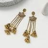Indian Ethnic Style Jewelry Alloy Vintage Bells Bead Chain Tassel Long Jhumka Earrings For Women Daily Accessories